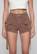 Pull Tab Denim Cargo Shorts