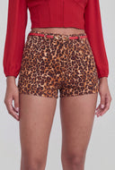Lorelai Leopard Contrast Belted Shorts