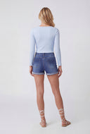 Rolled Fixed Hem Denim Shorts