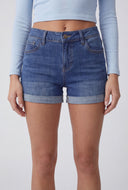 Rolled Fixed Hem Denim Shorts