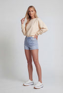 High Waist Distressed Denim Shorts