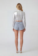 Belted High Waist Denim Shorts