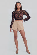 Camille Flared Cut-Off Denim Shorts