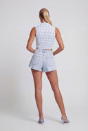 Camille Flared Cut-Off Denim Shorts