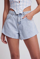 Camille Flared Cut-Off Denim Shorts