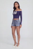 Flared Hem Denim Shorts