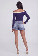 Flared Hem Denim Shorts