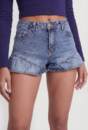 Flared Hem Denim Shorts
