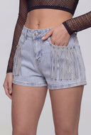 Glam Fringe Denim Shorts