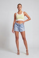 Fold Over Denim Cut-off Shorts