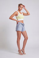 Fold Over Denim Cut-off Shorts