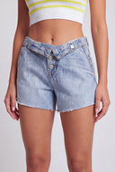 Fold Over Denim Cut-off Shorts