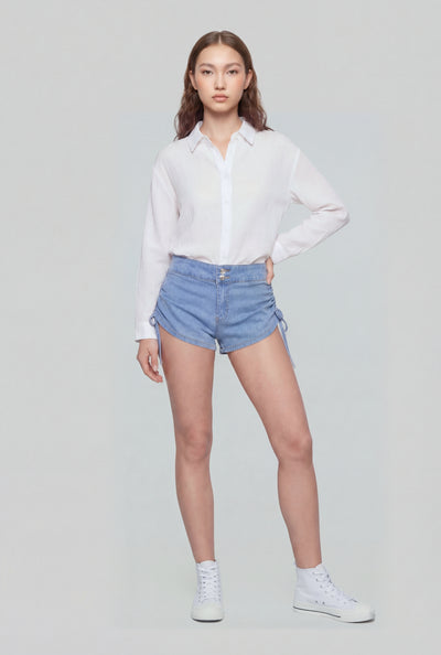 Harmoni Drawstring Side Denim Shorts