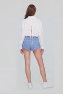 Harmoni Drawstring Side Denim Shorts