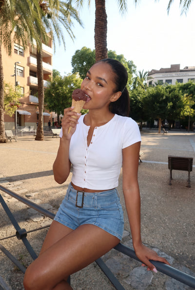 Denim Belted Hot Pants