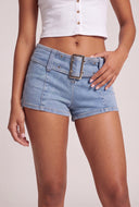 Denim Belted Hot Pants