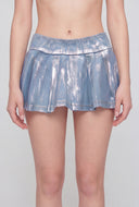 Foiled Pleated Denim Skort