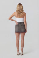 Glam Frayed Hem Denim Mini Skirt