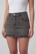 Glam Frayed Hem Denim Mini Skirt