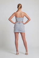 Glam Frayed Hem Denim Mini Skirt