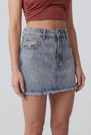 Glam Frayed Hem Denim Mini Skirt