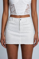 Glam Raw Hem Denim Micro Skirt