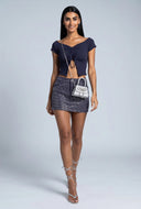 Glam Raw Hem Denim Micro Skirt