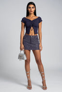 Glam Raw Hem Denim Micro Skirt