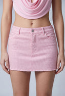 Glam Raw Hem Denim Micro Skirt