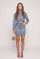 Glam Denim Pencil Skirt