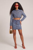 Glam Denim Pencil Skirt