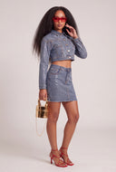 Glam Denim Pencil Skirt