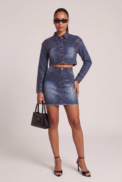 Glam Denim Pencil Skirt