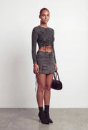 Rosalie Mid Rise Denim Cargo Mini Skirt