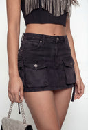 Estrella Acid Wash Denim Cargo Skirt