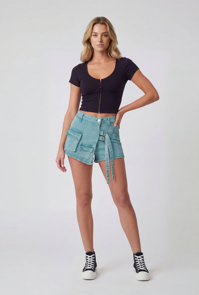 Abigail Acid Wash Denim Skort