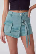 Abigail Acid Wash Denim Skort