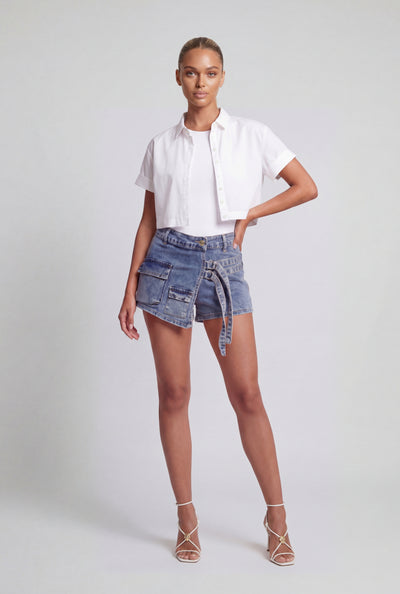 Abigail Acid Wash Denim Skort