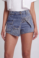 Abigail Acid Wash Denim Skort