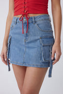 Arlette Denim Cargo Pocket Mini Skirt