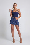 Arlette Denim Cargo Pocket Mini Skirt