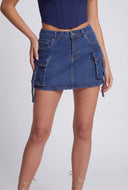 Arlette Denim Cargo Pocket Mini Skirt