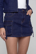 Arlette Denim Cargo Pocket Mini Skirt