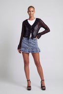 Ruffle Hem Denim Mini Skirt