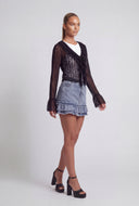Ruffle Hem Denim Mini Skirt
