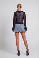 Ruffle Hem Denim Mini Skirt