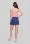 Denim Pull Tab Cargo Mini Skirt