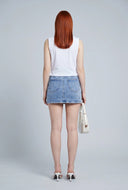 Distressed Denim Mini Skirt