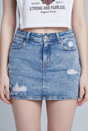 Distressed Denim Mini Skirt
