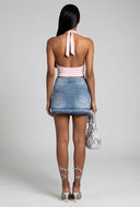 Raw Hem Denim Micro Skirt